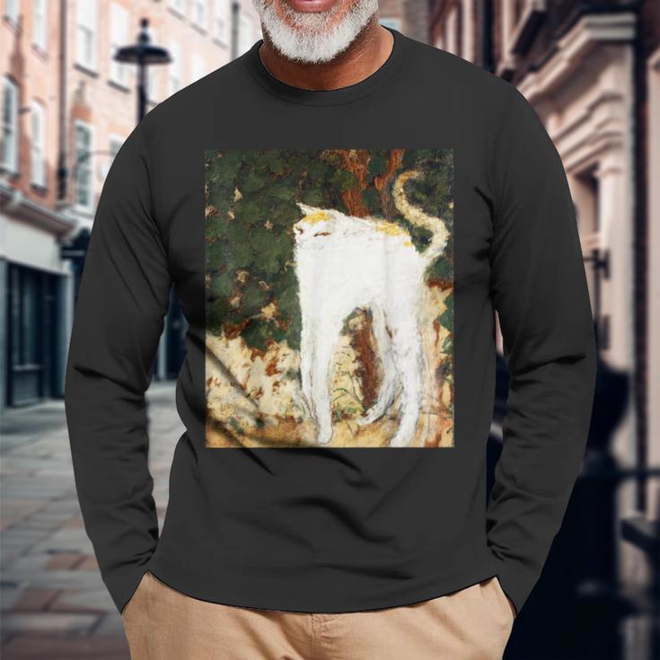 フランス人画家ピエール・ボナールによる猫の絵 長袖Tシャツ 高齢者への贈り物