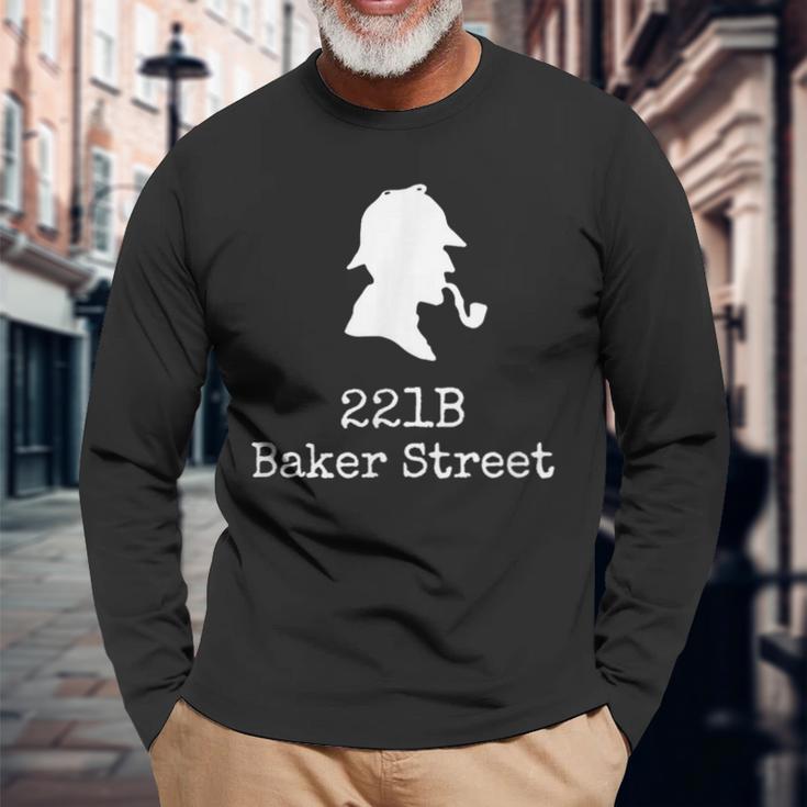 ブック愛好家 221B ベイカーストリート 探偵シャーロック・ホームズ 長袖Tシャツ 高齢者への贈り物