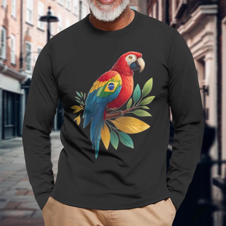 ブラジルの動物愛好家のための素敵なオウムの鳥のコスチューム 長袖Tシャツ 高齢者への贈り物