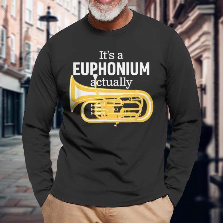 ブラスバンドのユーフォニアム奏者のための面白いユーフォニアムジョーク「 Euphonium Humour 」 長袖Tシャツ 高齢者への贈り物