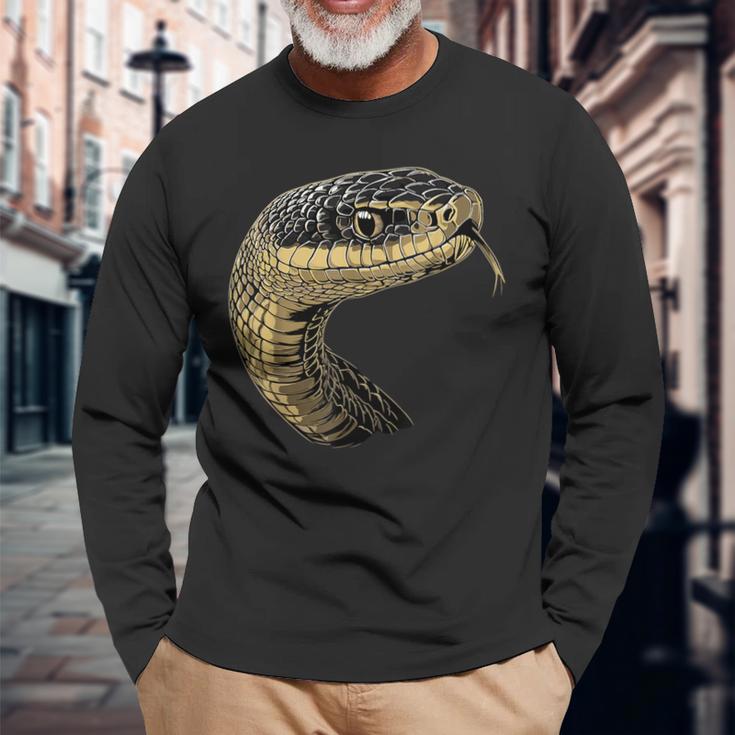 ヘビ パイソン コブラ マンバ ガラガラヘビ かわいいヘビ 長袖Tシャツ 高齢者への贈り物