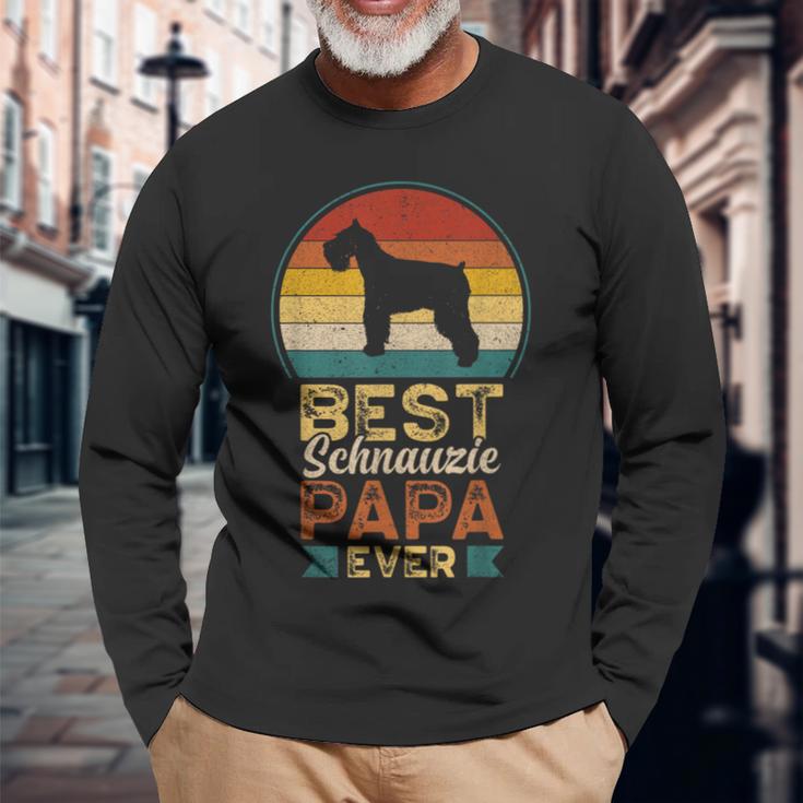 ベスト・シュナウジー・パパ ミニチュア・シュナウザー 長袖Tシャツ 高齢者への贈り物