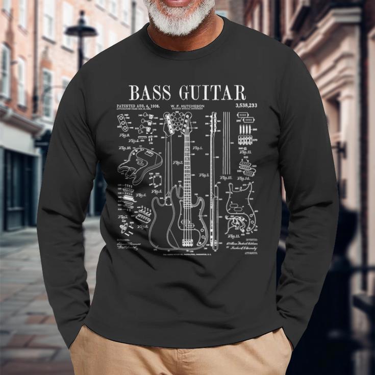 ベースプレーヤー ベーシスト 楽器 ミュージシャン ヴィンテージ 特許 長袖Tシャツ 高齢者への贈り物