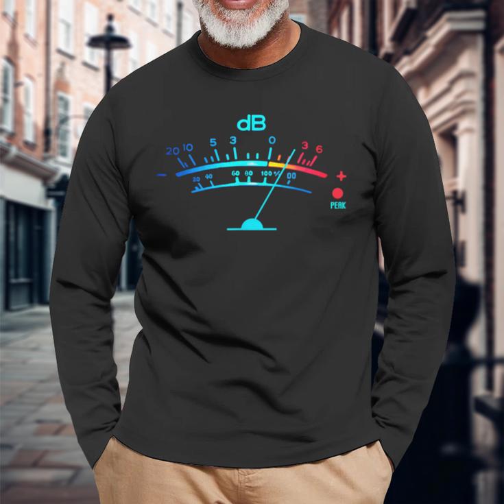 ボリュームvu メーター ビンテージ オーディオ エンジニア レコーディング 長袖Tシャツ 高齢者への贈り物