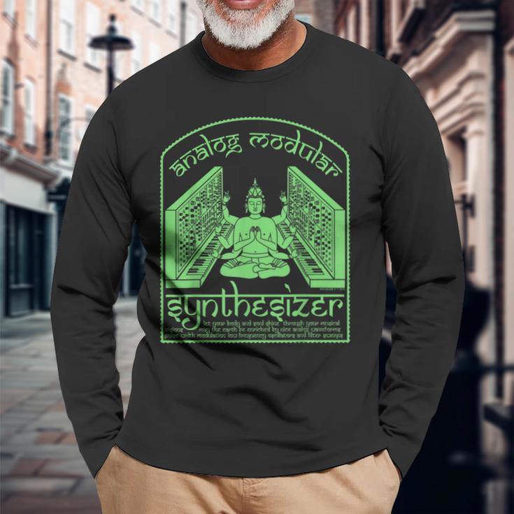 モジュラーシンセ面白いシンセサイザー 長袖Tシャツ 高齢者への贈り物