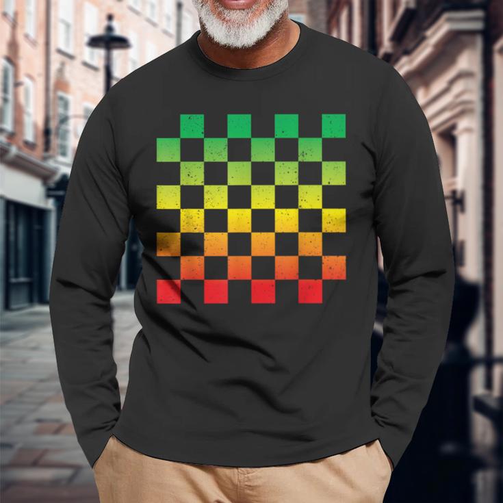ラスタファリtシャツ ヴィンテージ ラスタレゲエ ジャマイカ 市松模様 長袖Tシャツ 高齢者への贈り物