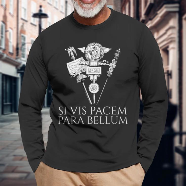 ラテン語の引用句 -Iis Pacem Para Bellum 古代ローマpqr 長袖tシャツ 長袖Tシャツ 高齢者への贈り物