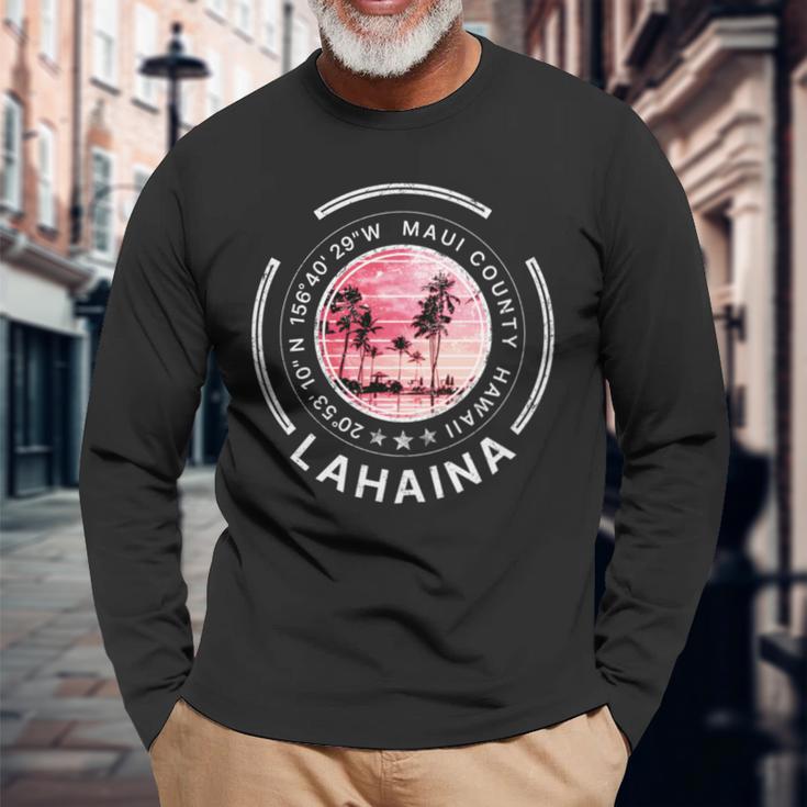 ラハイナ マウイ ハワイ レトロ 長袖tシャツ 長袖Tシャツ 高齢者への贈り物