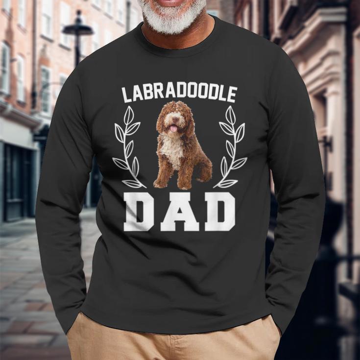 メンズ ラブラドゥードル お父さん 面白いクロスブリード 犬好きの方へのギフトに 長袖Tシャツ 高齢者への贈り物