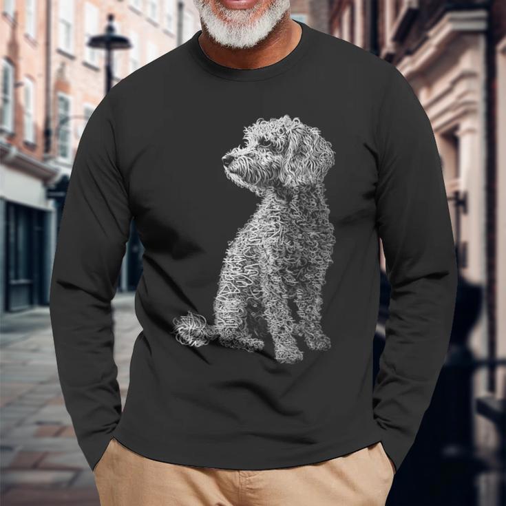 ラブラドゥードル モチーフ ペット イラスト 犬 ラブラドゥードル 長袖Tシャツ 高齢者への贈り物