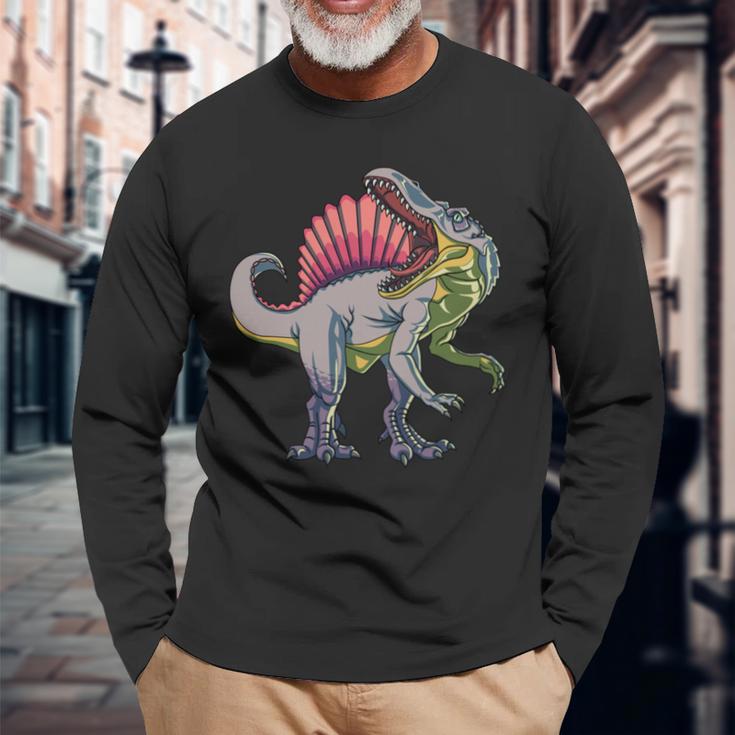 リアルなスピノサウルス 恐竜 先史時代の野生動物 長袖tシャツ 長袖Tシャツ 高齢者への贈り物