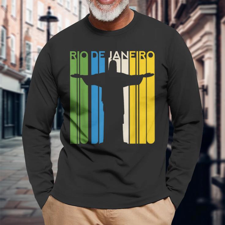 リオデジャネイロ ブラジル レトロ ビーチ ブラジルの像 サンパウロ 長袖Tシャツ 高齢者への贈り物