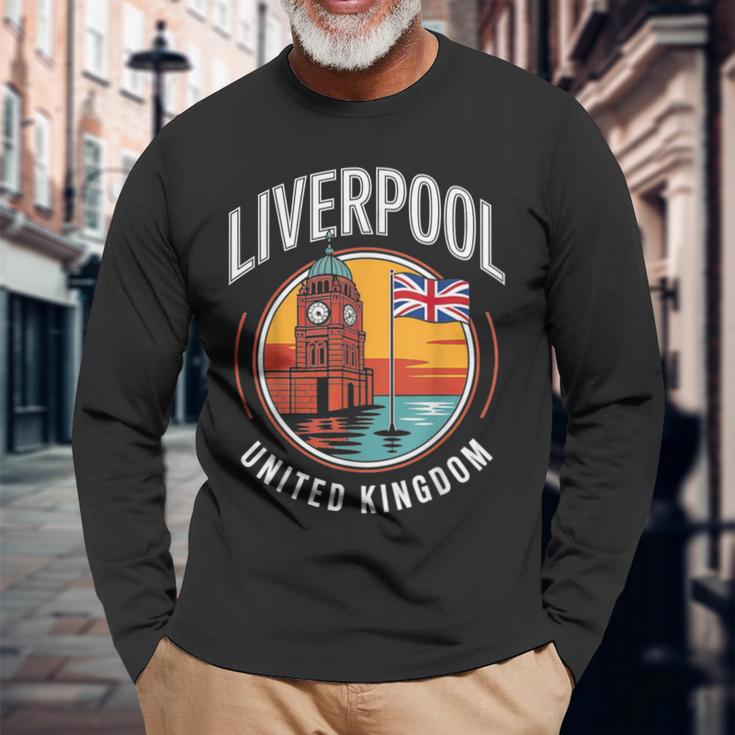 リバプール イギリス 旅行 シティ アドベンチャー 長袖Tシャツ 高齢者への贈り物