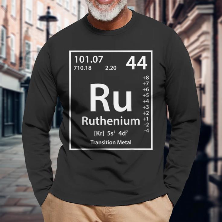 ルテニウム元素白 長袖Tシャツ 高齢者への贈り物