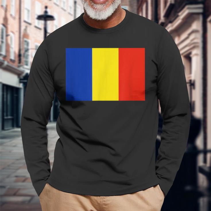 ルーマニア国旗 長袖Tシャツ 高齢者への贈り物
