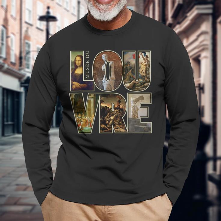 ルーヴル美術館 パリ フランス 芸術作品 長袖Tシャツ 高齢者への贈り物