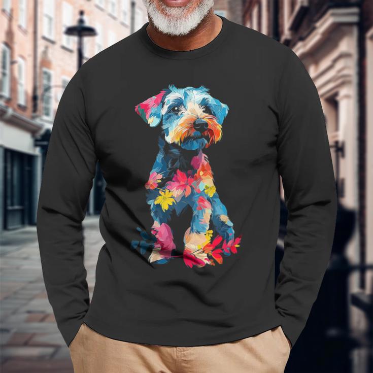 レイクランドテリア 犬 グラフィック ペットアート レイクランドテリア 長袖Tシャツ 高齢者への贈り物