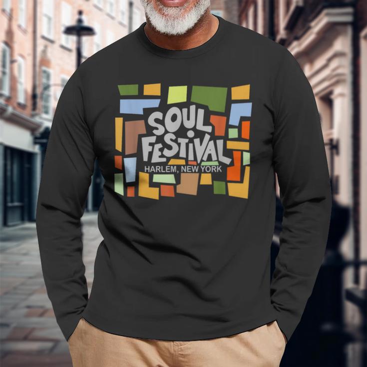 レトロ'70年代ソウルフェスティバルハーレムニューヨーク 長袖Tシャツ 高齢者への贈り物