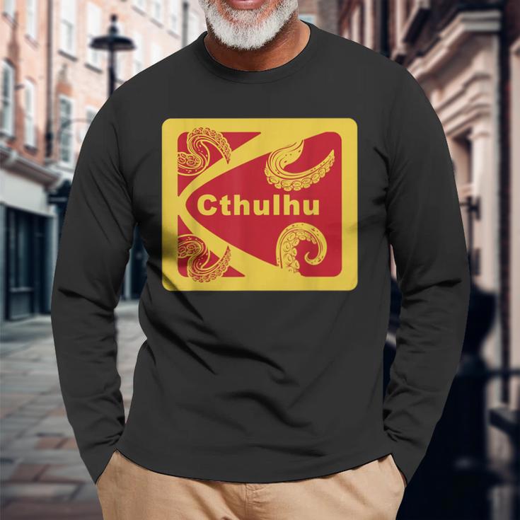 レトロ 1980年代のデザインスタイル クトゥルフと触手グラフィック 長袖Tシャツ 高齢者への贈り物