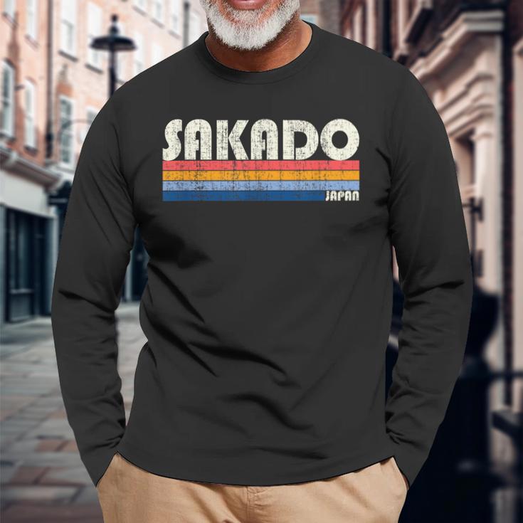 レトロ ヴィンテージ 70S 80S スタイル 坂戸 日本 長袖Tシャツ 高齢者への贈り物