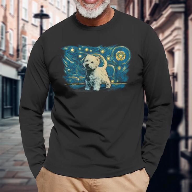 レトロなヴィンテージスタイルのウェスティ。 長袖Tシャツ 高齢者への贈り物