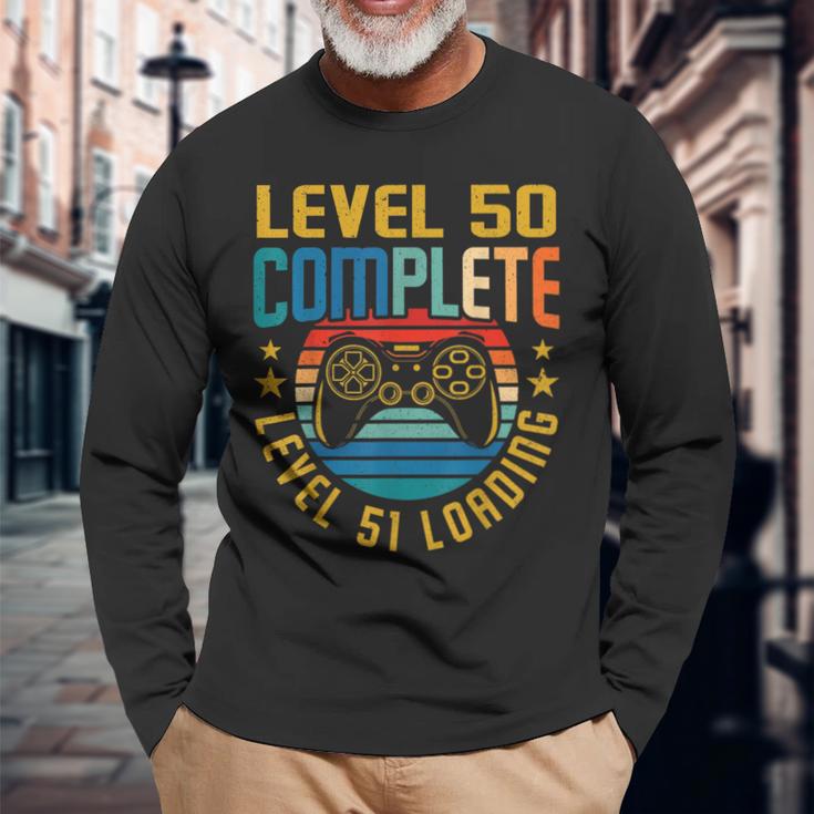 レベル50 コンプリートレベル51 ローディング 50歳の誕生日 ビデオゲーマー 長袖Tシャツ 高齢者への贈り物