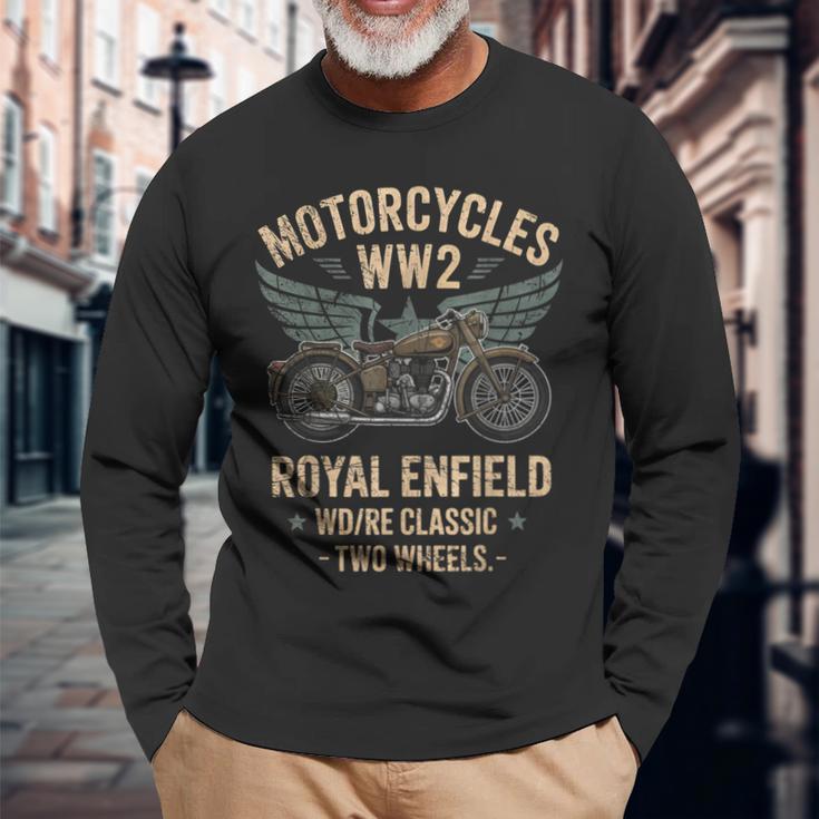 ロイヤルエンフィールドwdReクラシックモーターサイクルww2 長袖Tシャツ 高齢者への贈り物