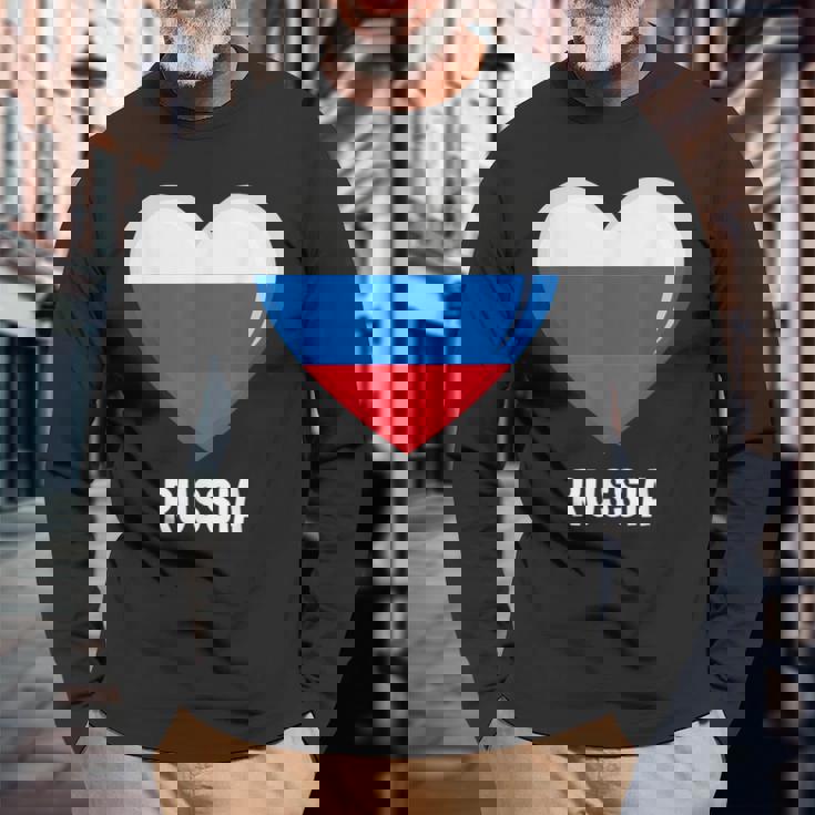 ロシア国旗シャツ 長袖Tシャツ 高齢者への贈り物