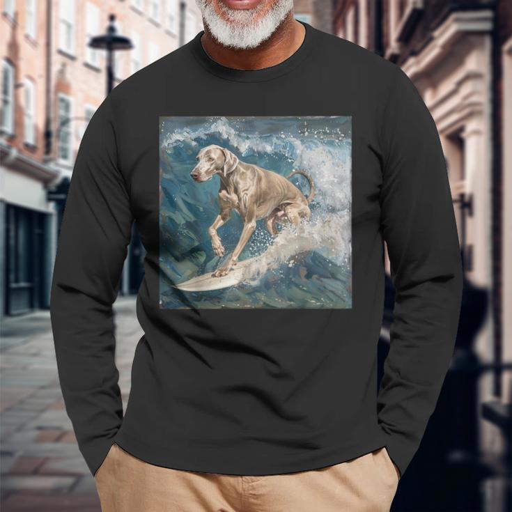 ワイマラナー犬 ワイマラナー 長袖Tシャツ 高齢者への贈り物
