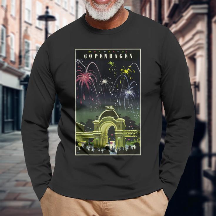 ワンダフル コペンハーゲン チボリ ポスター プリント 長袖Tシャツ 高齢者への贈り物