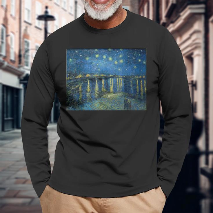 ヴィンセントファンゴッホローヌの星空 長袖Tシャツ 高齢者への贈り物