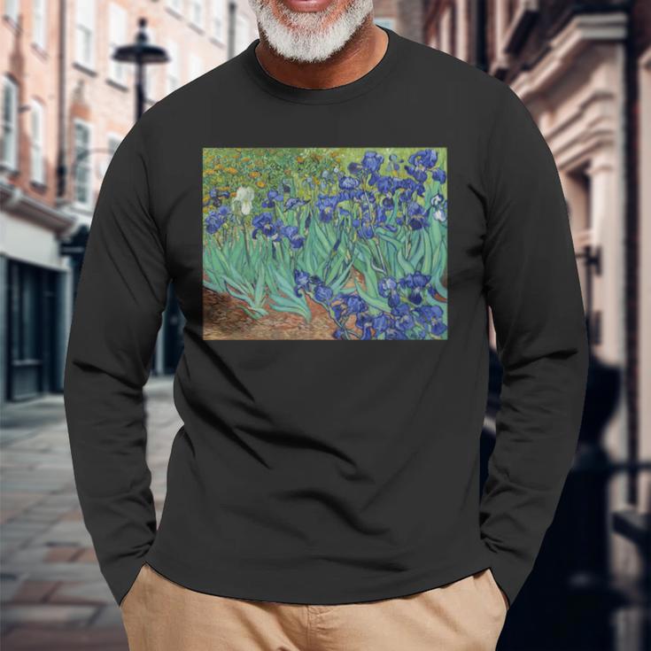 ヴィンセント・ファン・ゴッホによるアイリス1889 長袖tシャツ 長袖Tシャツ 高齢者への贈り物