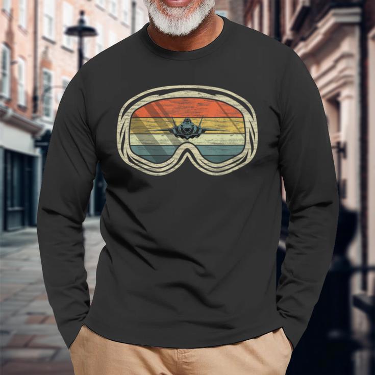 ヴィンテージ F-35 戦闘機 ミリタリー ヘルメット ゴーグル 長袖Tシャツ 高齢者への贈り物
