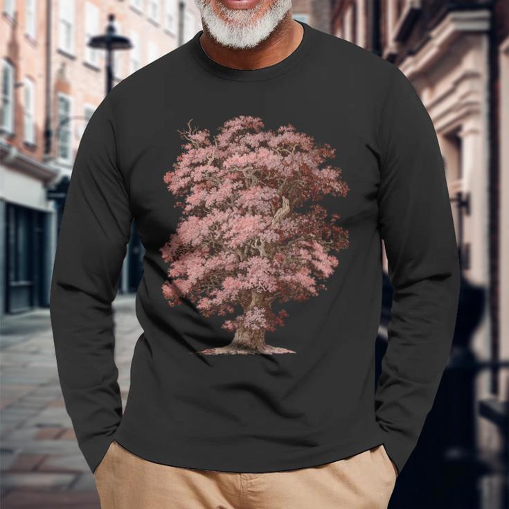 ヴィンテージ 自然 樫の木。木 ナチュラル オーク 木 森の男 長袖Tシャツ 高齢者への贈り物