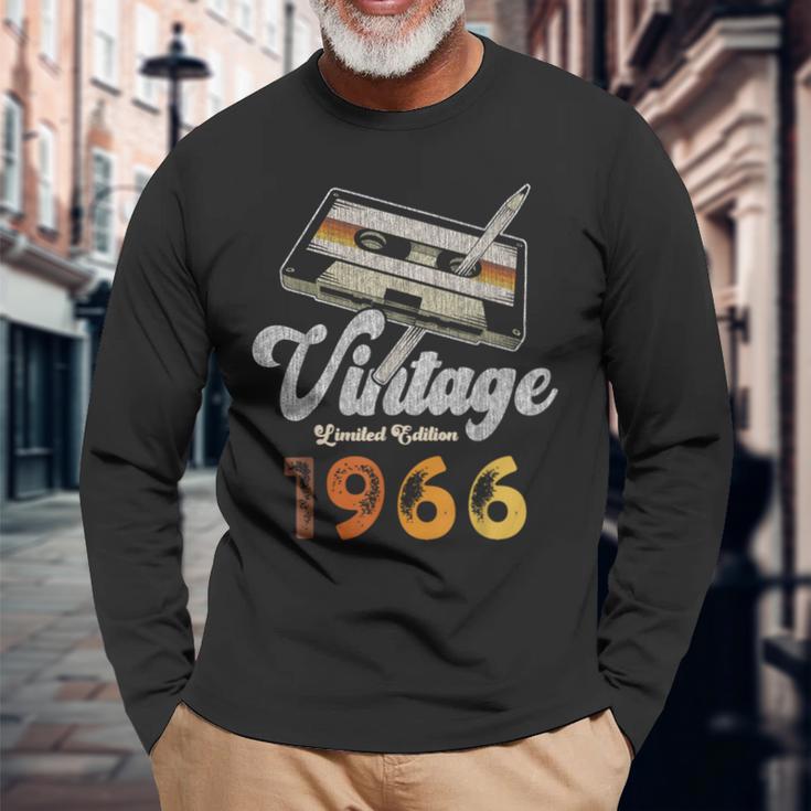 ヴィンテージ1966 カセット・ペンシル 60歳の誕生日 長袖Tシャツ 高齢者への贈り物