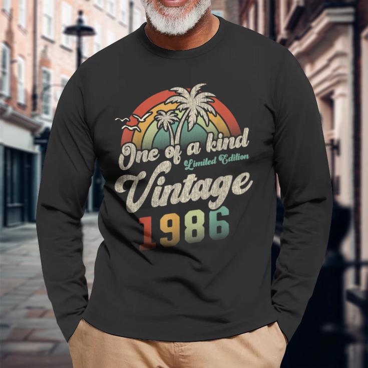 ヴィンテージ1986バースデー40年パームツリー 長袖Tシャツ 高齢者への贈り物