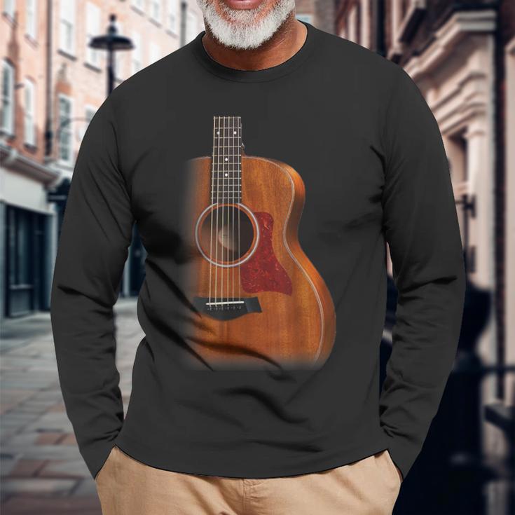 ヴィンテージアコースティックギターtシャツ 長袖Tシャツ 高齢者への贈り物