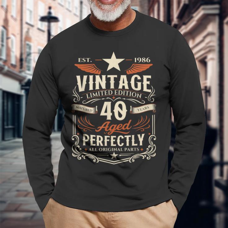 ヴィンテージカー 1986 年 40 歳の誕生日 1986 年のクラシックカー 長袖Tシャツ 高齢者への贈り物