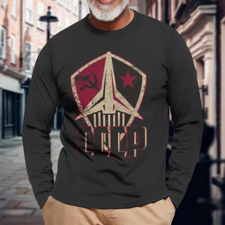 ヴィンテージソビエトロシアソ連スペースレトロアンティーク調cccp 長袖tシャツ 長袖Tシャツ 高齢者への贈り物