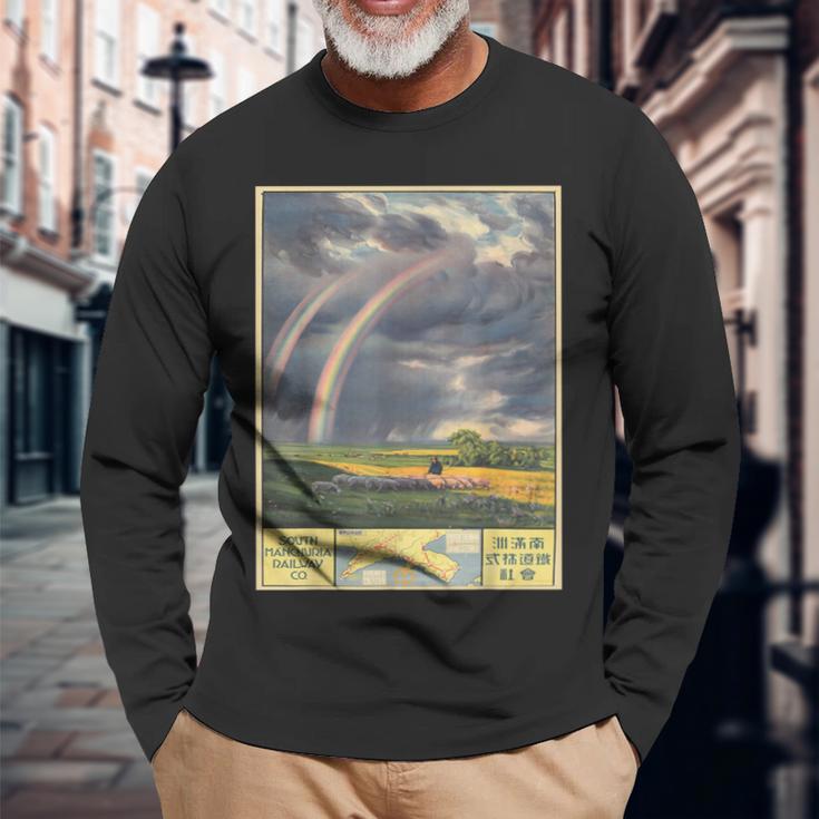 ヴィンテージポスター-南満州鉄道 長袖Tシャツ 高齢者への贈り物