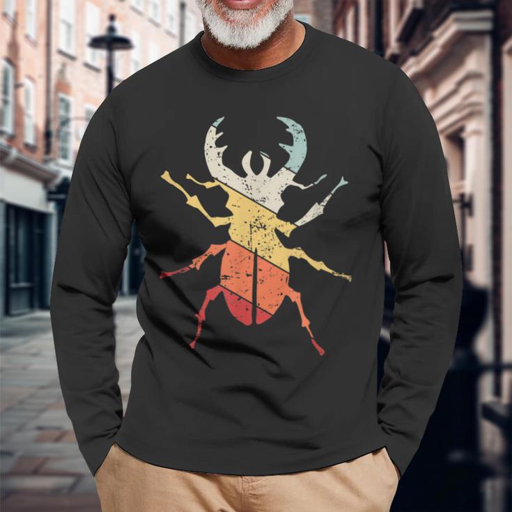 ヴィンテージレトロ カブトムシと昆虫昆虫学者ギフト カブトムシ 長袖Tシャツ 高齢者への贈り物