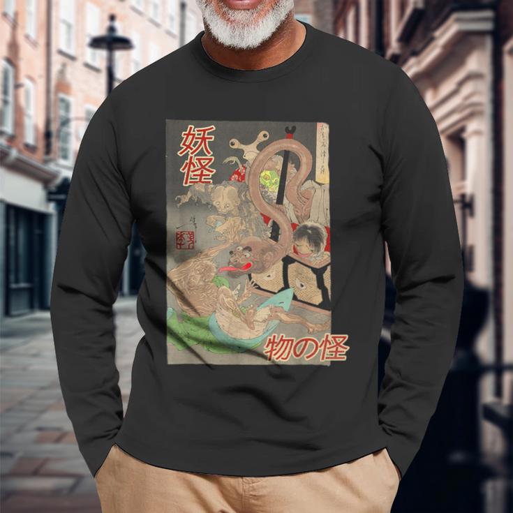 ヴィンテージ日本の妖怪悪魔原宿日本神話 長袖Tシャツ 高齢者への贈り物