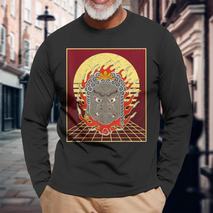 不動明王 金剛乗仏教不動主 日本語 中国語 長袖Tシャツ 高齢者への贈り物