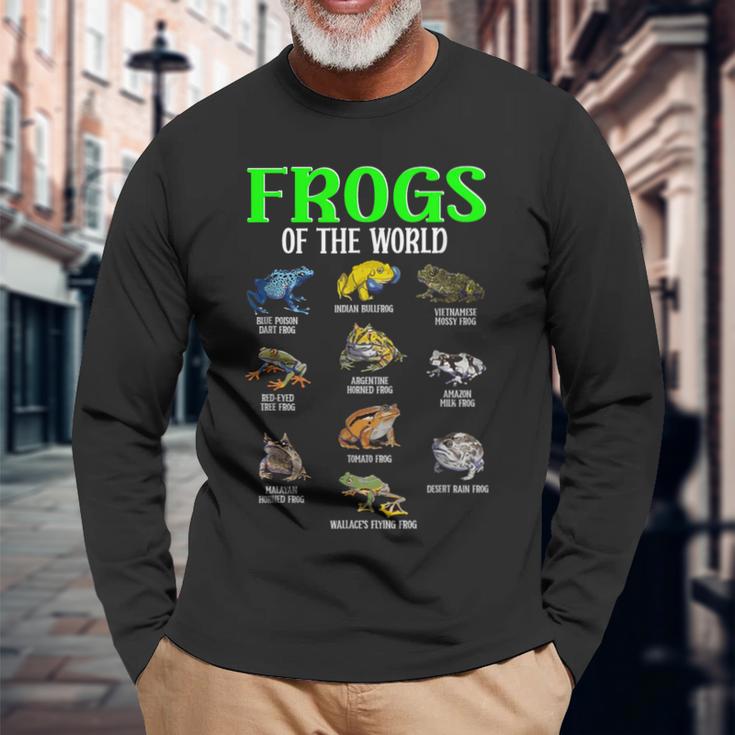 世界のカエル カエル種 生物学 自然 長袖Tシャツ 高齢者への贈り物