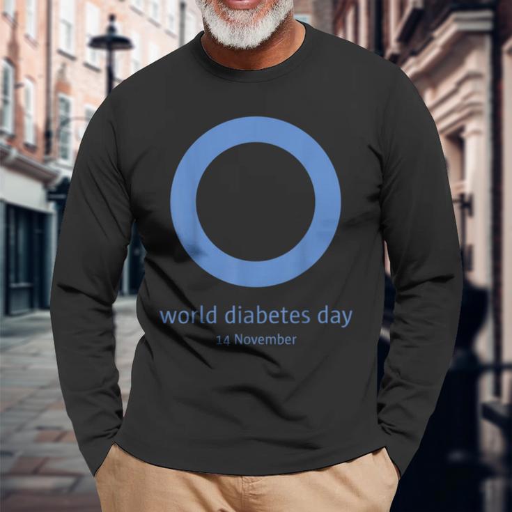 世界糖尿病デー 糖尿病の啓発 長袖Tシャツ 高齢者への贈り物