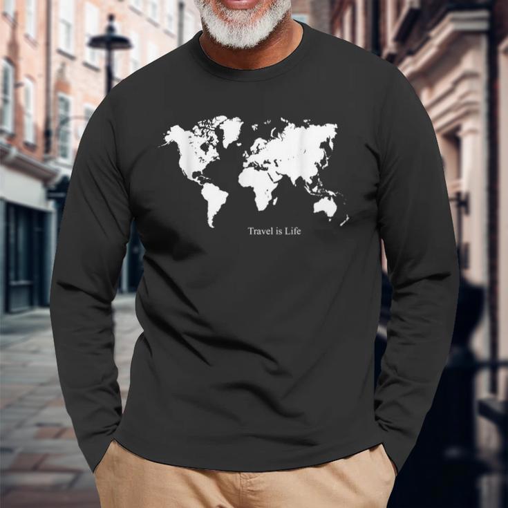 冒険的な探検家 Travel Is Life 長袖Tシャツ 高齢者への贈り物
