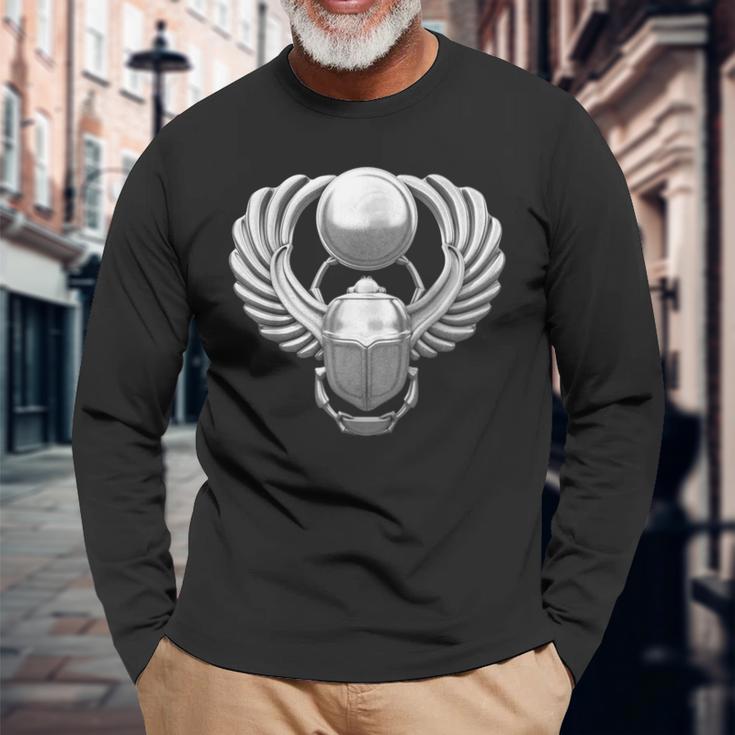 古代エジプト神話 スカラベ 長袖Tシャツ 高齢者への贈り物