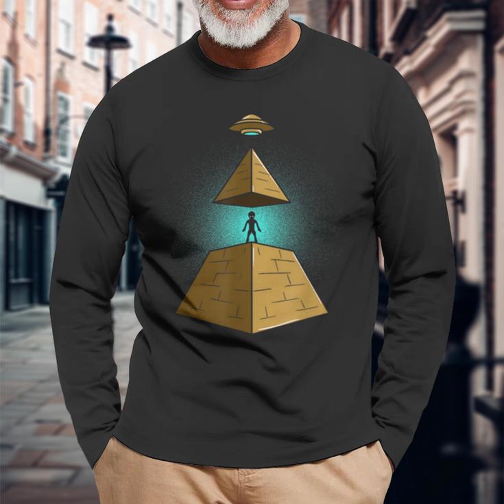古代宇宙飛行士エジプトピラミッド宇宙人陰謀理論 長袖Tシャツ 高齢者への贈り物