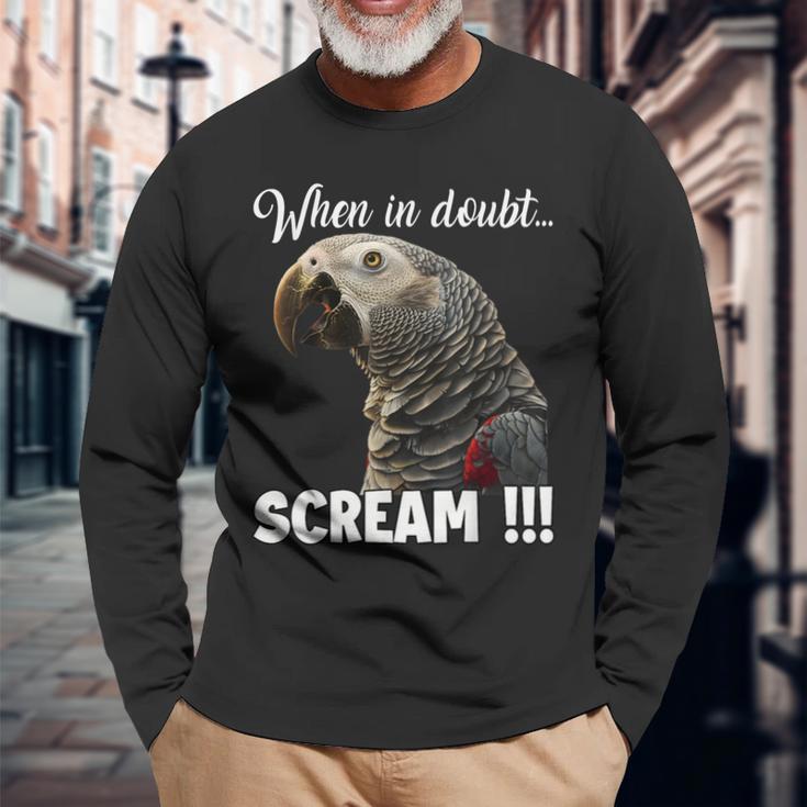 叫ぶアフリカヨウム T、面白いオウム 長袖Tシャツ 高齢者への贈り物