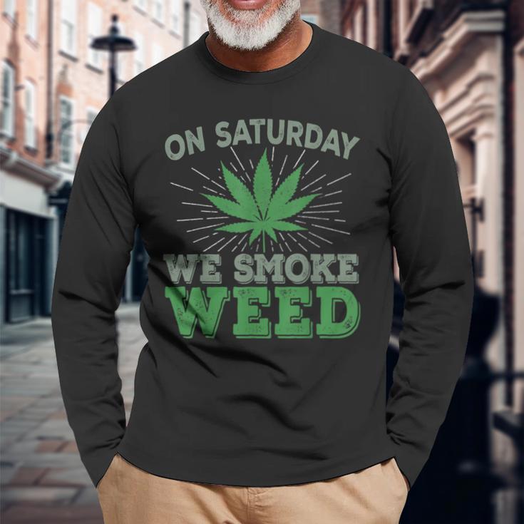 土曜日はwemoke Weeed-鈍いジョイントガンジャディスペンサリーアート 長袖Tシャツ 高齢者への贈り物